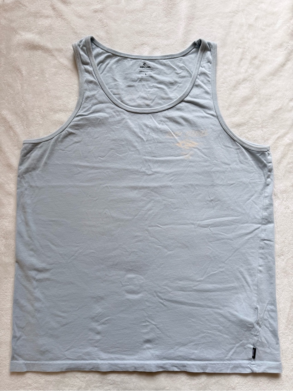 Rip Curl Pale Blue Men's Tank Top with Subtle Chest Logo